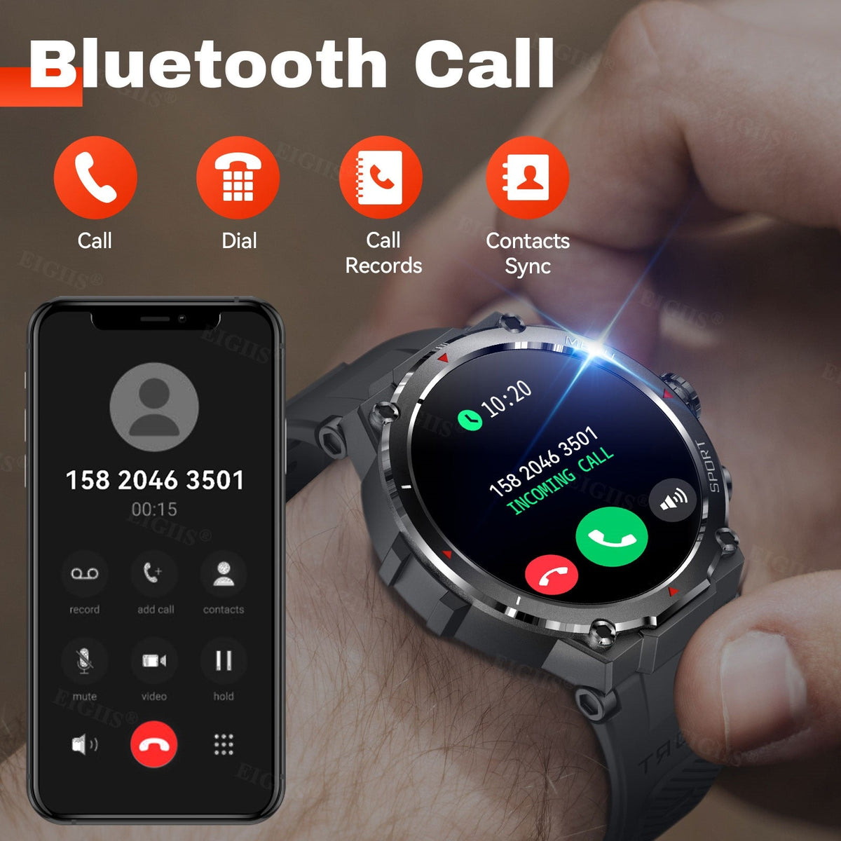 EIGIIS Bluetooth Call Smart Watch Men Full Touch Screen Health Monito –  Nektom Watches