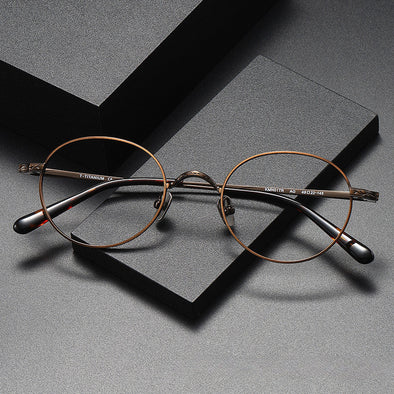 Titanium Vintage Round Eyeglasses Frames KMN01TR