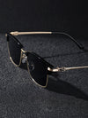 1pair Men Minimalist Sunglasses Beach Black Shades Make a Bold Statement With These Men's Punk Metal Glasses