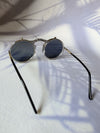 1pair Men Round Metal Frame Flip-up Vintage Fashion Glasses For Daily Life