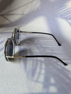 1pair Men Round Metal Frame Flip-up Vintage Fashion Glasses For Daily Life