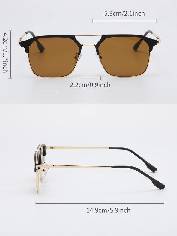 1pc Square Metallic Decor Fashionable Aviator Sunglasses