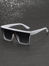 1pc Men's White Plastic Flat Top Sunglasses, Holiday & Ins Style & Fashionable, Daily Sun Protection