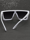 1pc Men's White Plastic Flat Top Sunglasses, Holiday & Ins Style & Fashionable, Daily Sun Protection