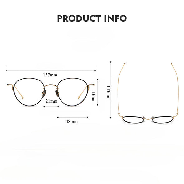 Titanium Vintage Oval Eyeglasses Frames 164