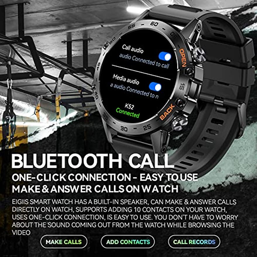 INEYES Smart Watches for Men (Answer/Make Call), Rugged Tactical Military  Smartwatch, 1.32