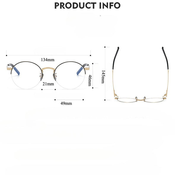 Titanium Semi-Rimless Oval Glasses Frames S-185T