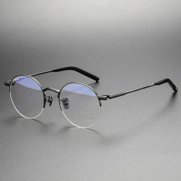 Titanium Semi-Rimless Oval Glasses Frames S-185T