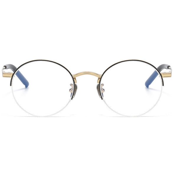 Titanium Semi-Rimless Oval Glasses Frames S-185T