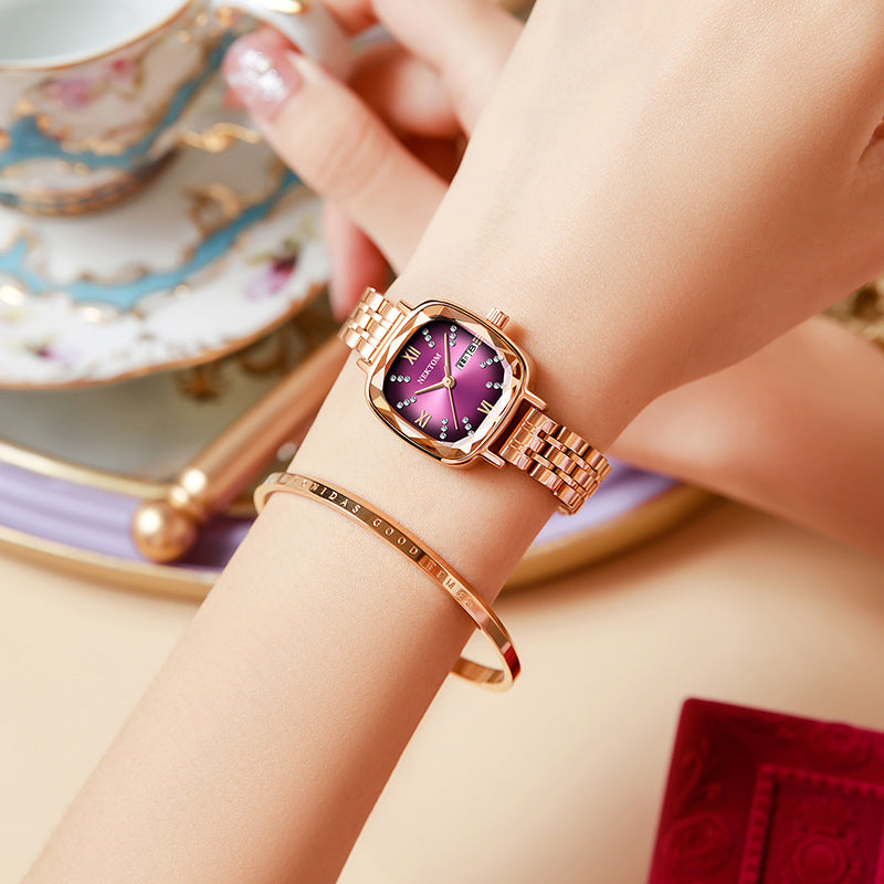 2023 Luxury Brand Quartz Watch for Woman High Quality Waterproof Sapphire  Stainless Steel Gold Wristwatch Rhinestone Lady Watch